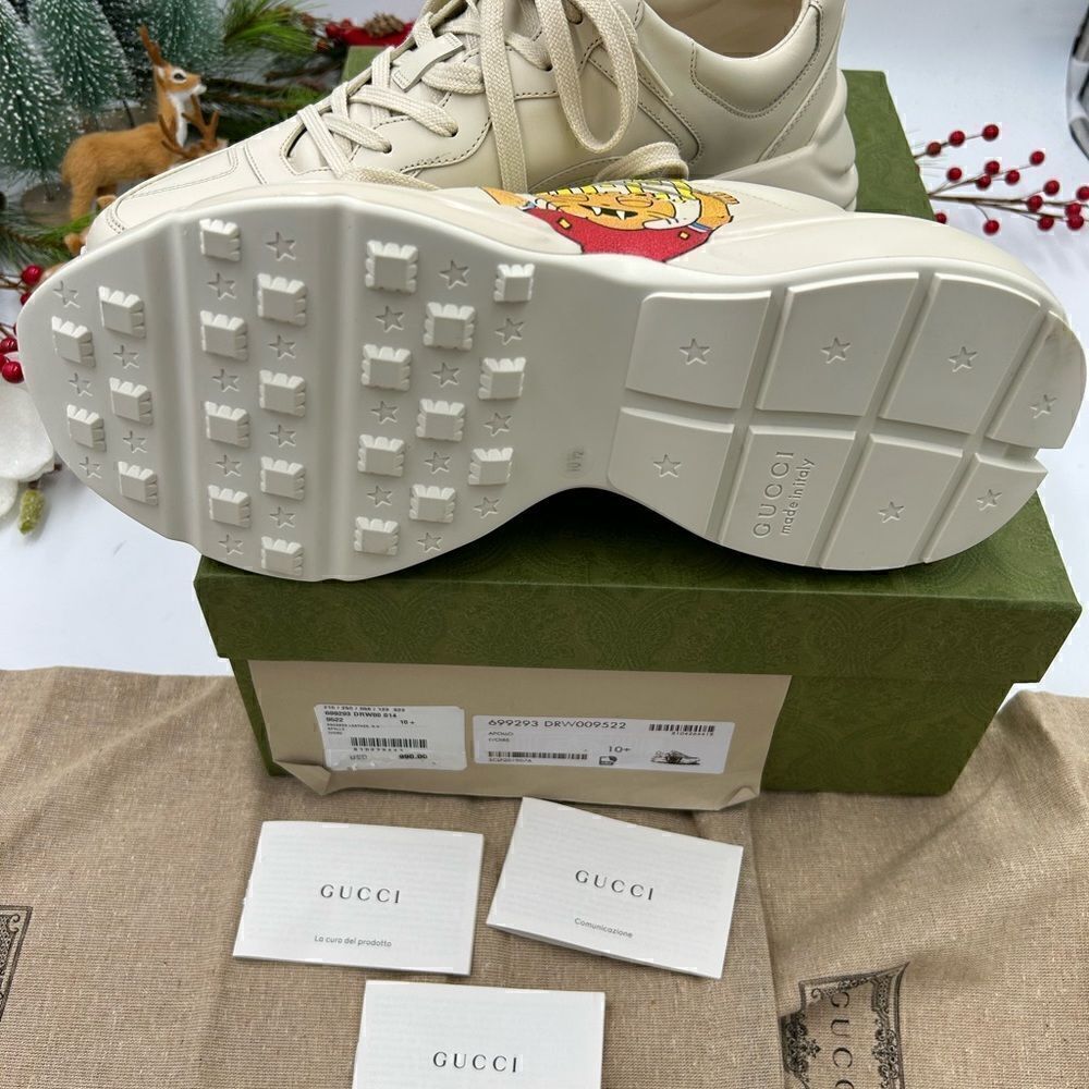 Men’s Gucci rython cat print leather sneakers size 10.5 made in Italy. - Picture 6 of 10